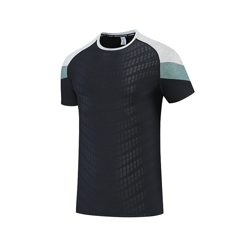 Men's Sportswear Short Sleeved Round Neck T-shirt Outdoor Fitness Clothes Black
