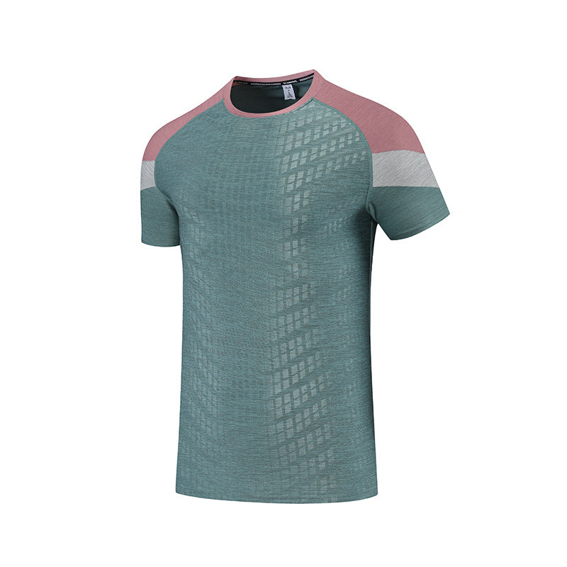 Men's Sportswear Short Sleeved Round T-shirt Outdoor Fitness Clothes Lake Water Green