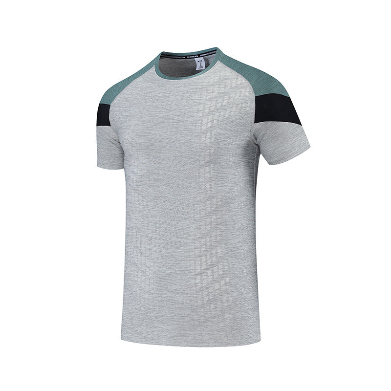 Men's Sportswear Short Sleeved Round T-shirt Outdoor Fitness Clothes Light grey