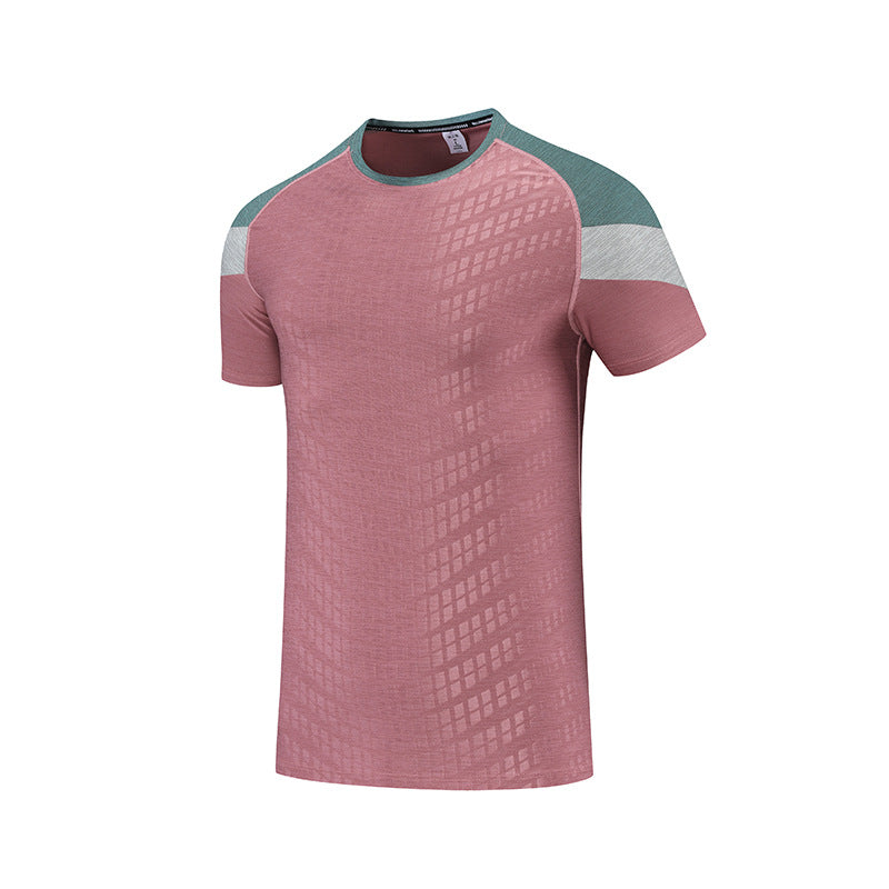 Men's Sportswear Short Sleeved Round T-shirt Outdoor Fitness Clothes Pink